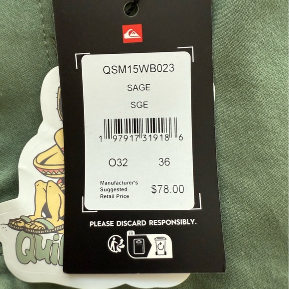 Quiksilver Men’s Straight Fit Pants Sage Green - Picture 7 of 7